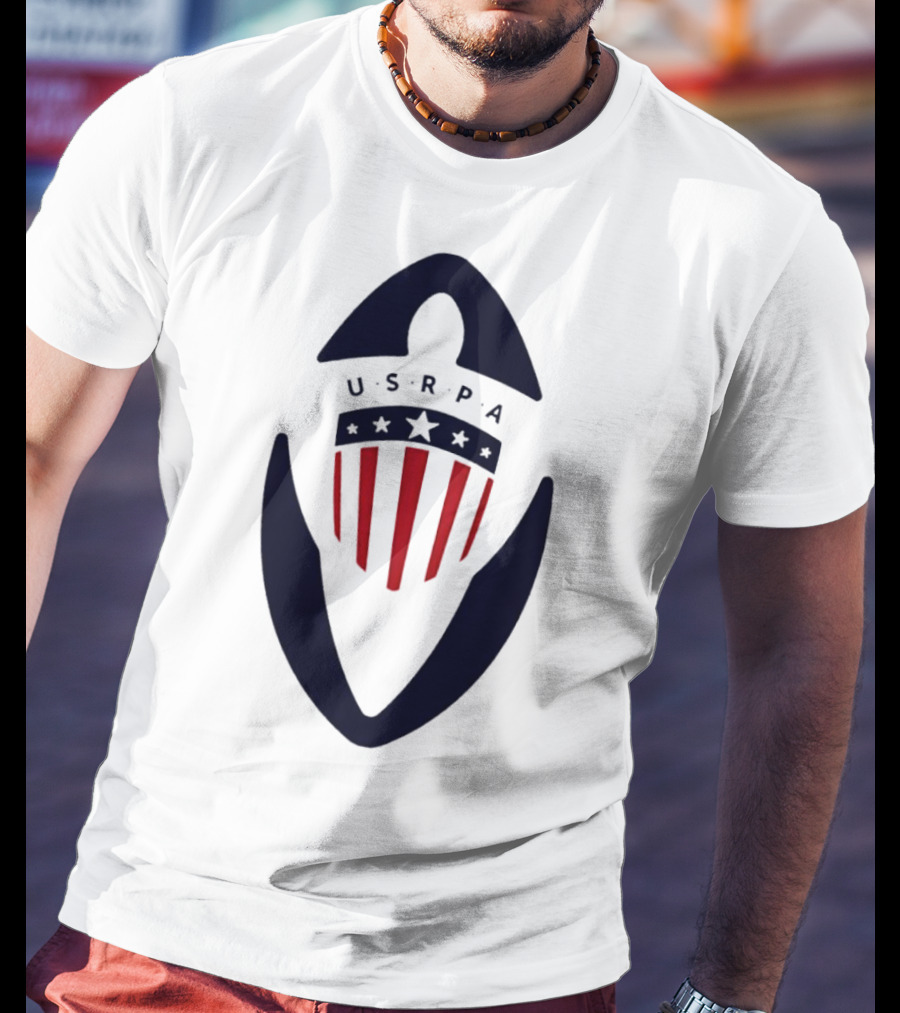 USRPA U.S. Rugby Players Association Red White And Blue Shield T-Shirt
