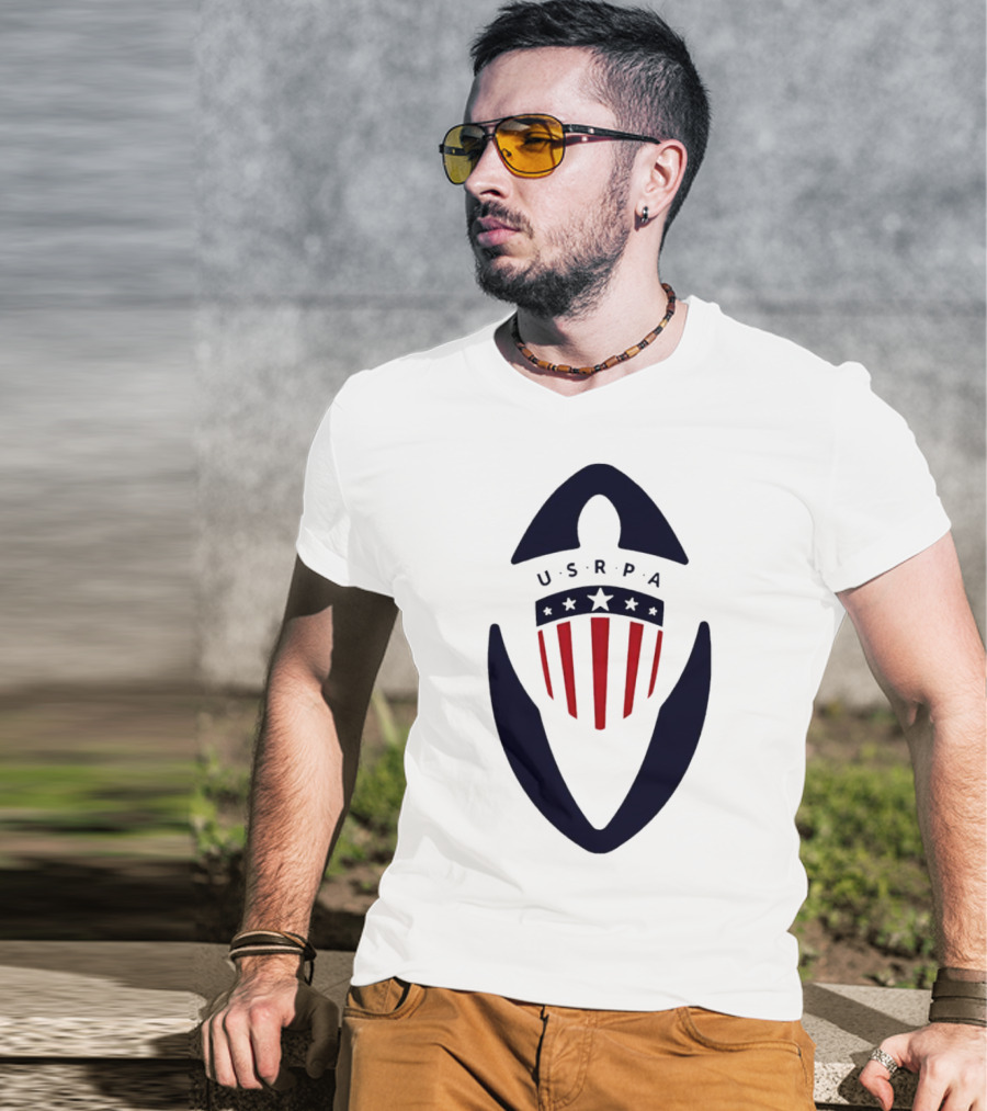 USRPA U.S. Rugby Players Association Red White And Blue Shield T-Shirt