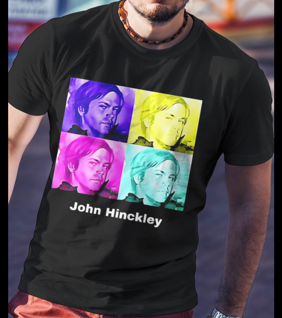 John Hinckley Pop Art Portrait Quad Color Blocks T-Shirt
