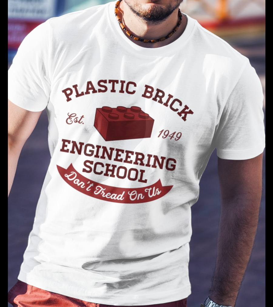 Plastic Brick Engineering School Est. 1949 Don't Tread On Us LEGO Brick Building T-Shirt