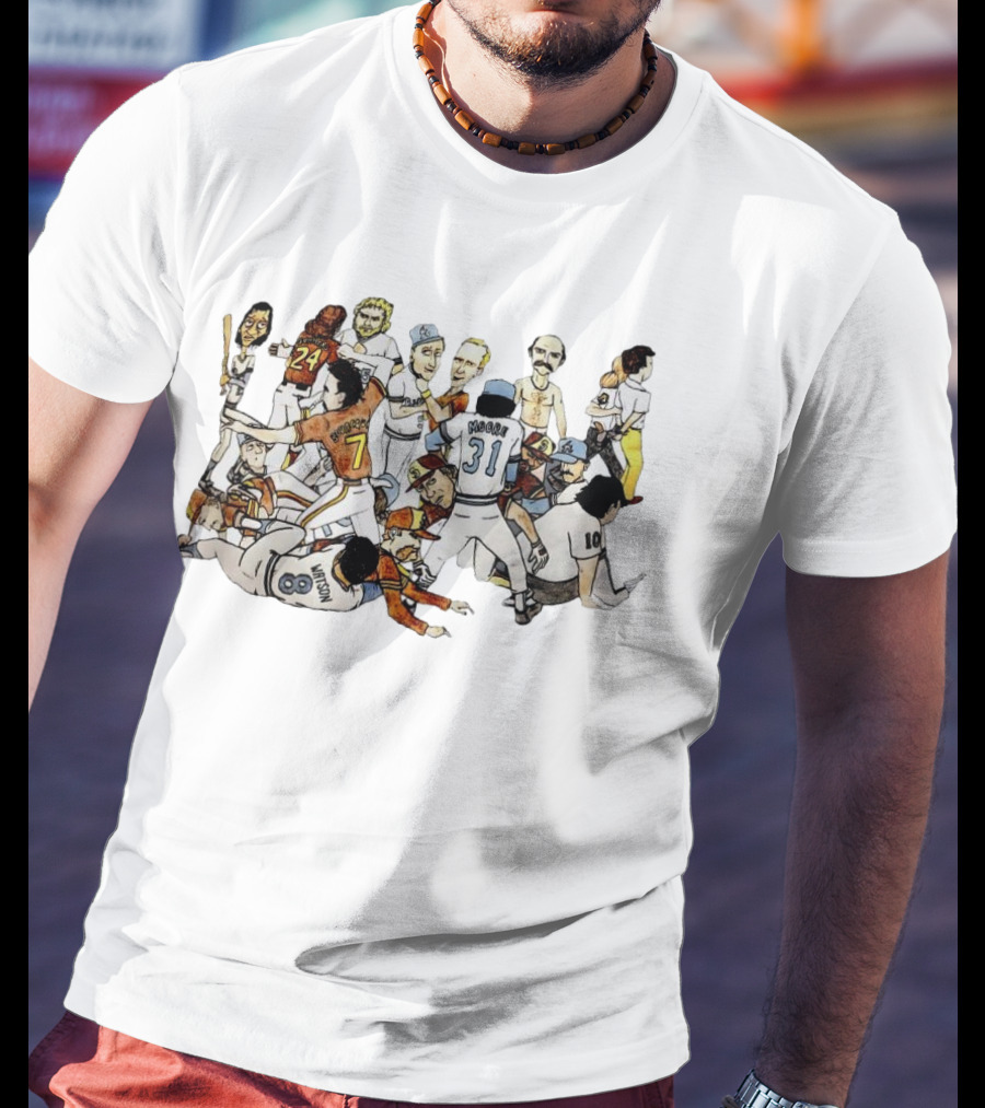 Ed Whitson Bob Horner Cast Arm Pascual Perez Bat Baseball Fight Scene T-Shirt