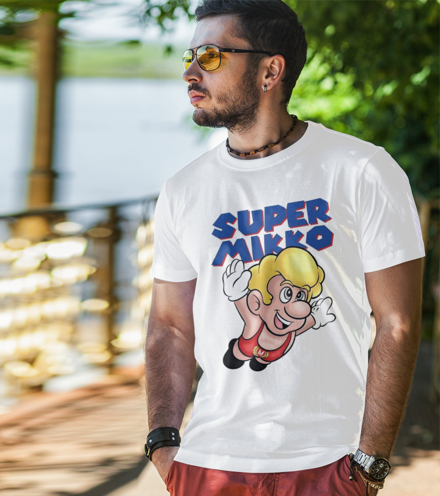 Super Mikko Flying Character Parody Super Mario Game T-Shirt