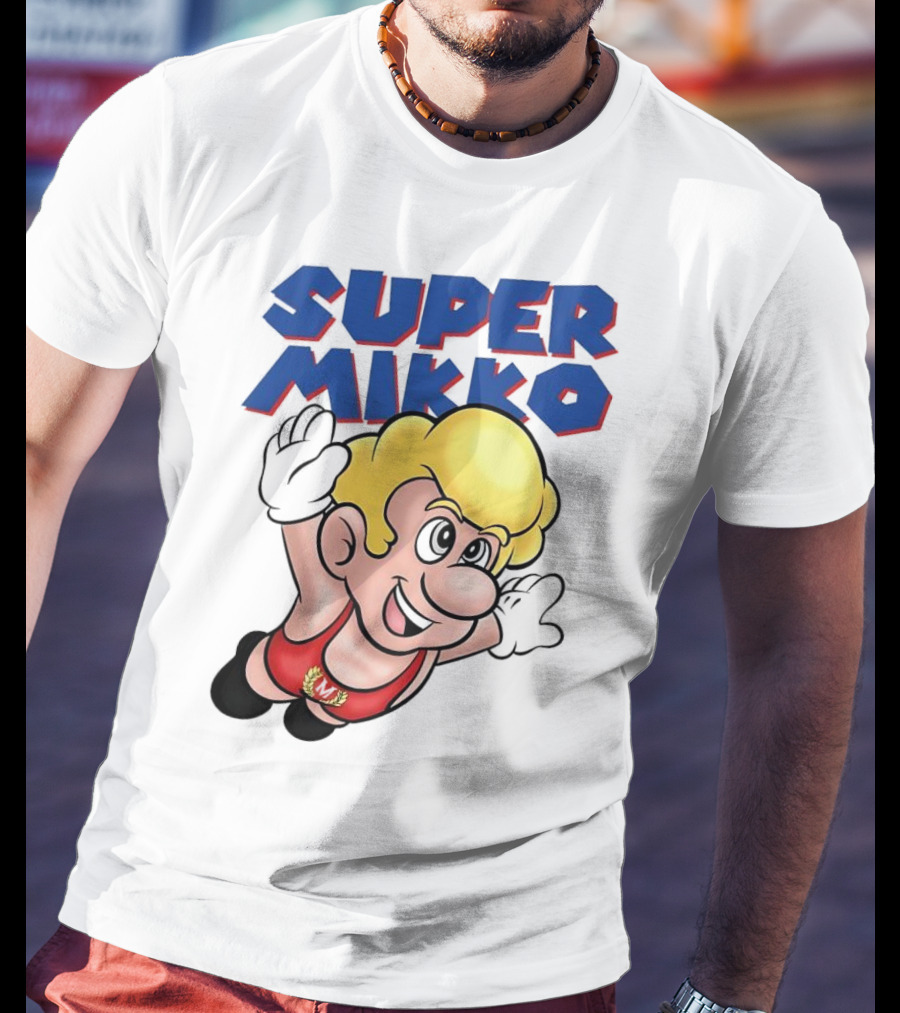 Super Mikko Flying Character Parody Super Mario Game T-Shirt