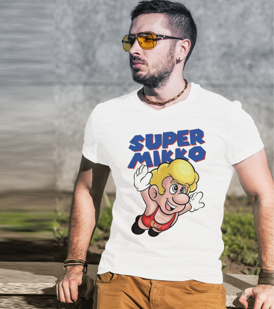 Super Mikko Flying Character Parody Super Mario Game T-Shirt