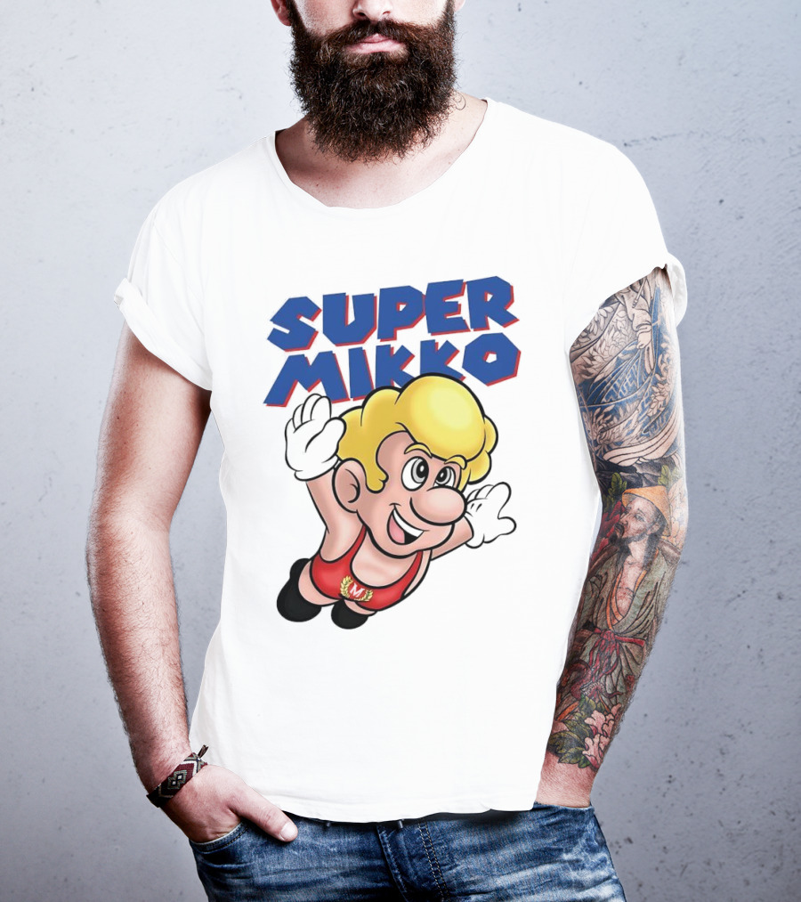 Super Mikko Flying Character Parody Super Mario Game T-Shirt