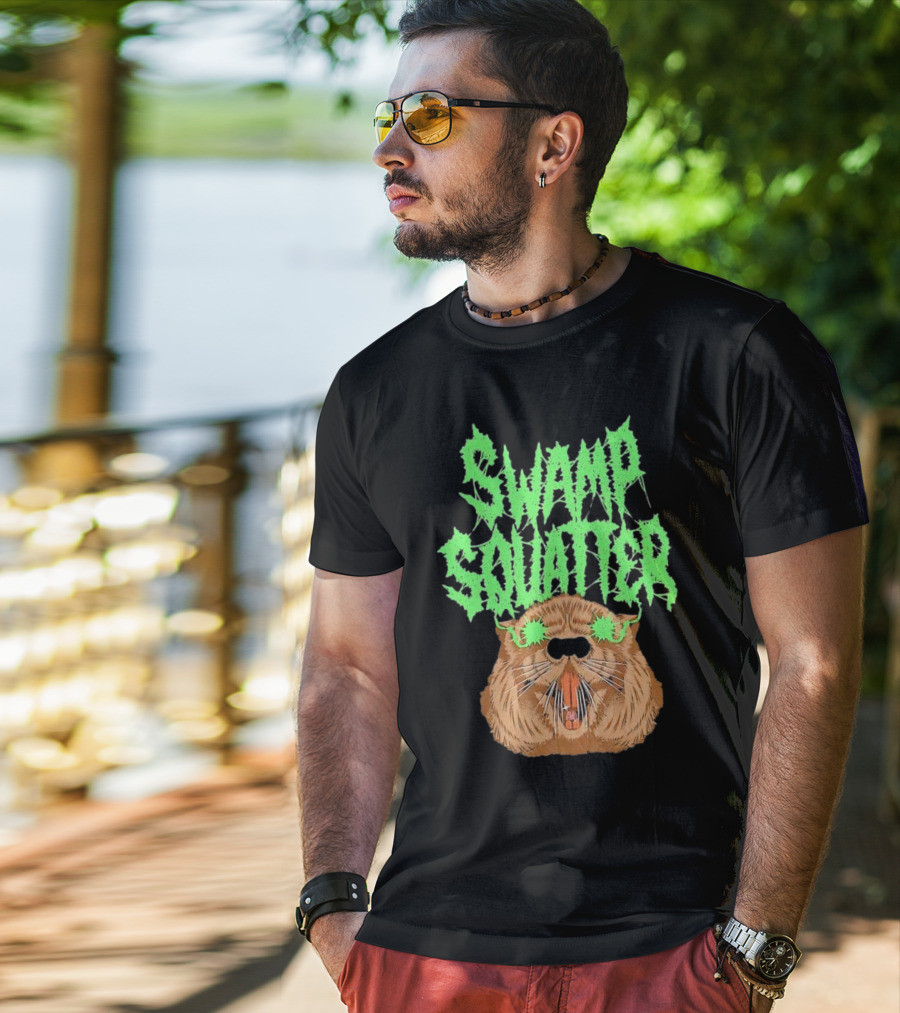 SWAMP SQUATTER GREEN MONSTER FACE T-Shirt
