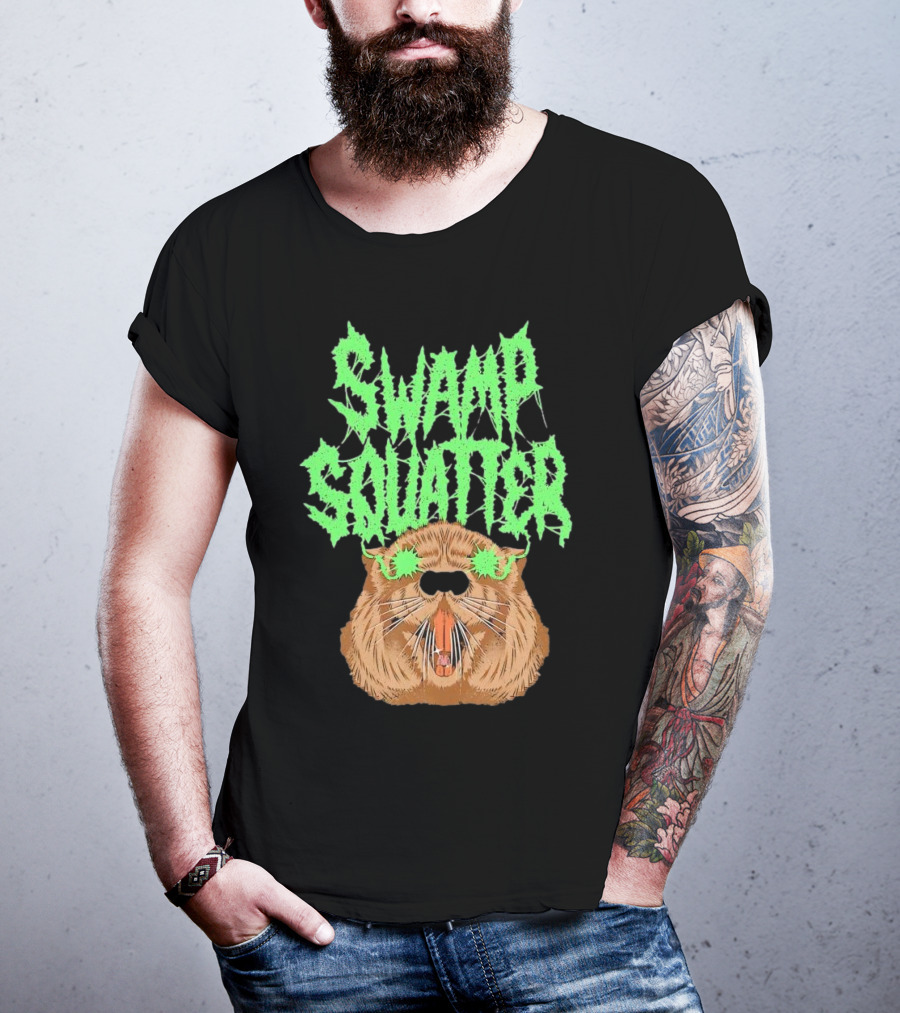 SWAMP SQUATTER GREEN MONSTER FACE T-Shirt