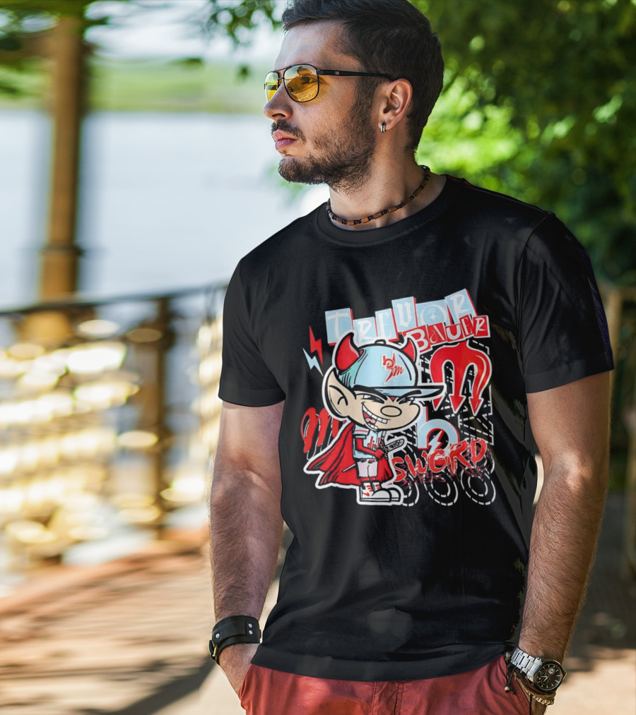 Trevor Bauer Diablo Cartoon Red Sword T-Shirt