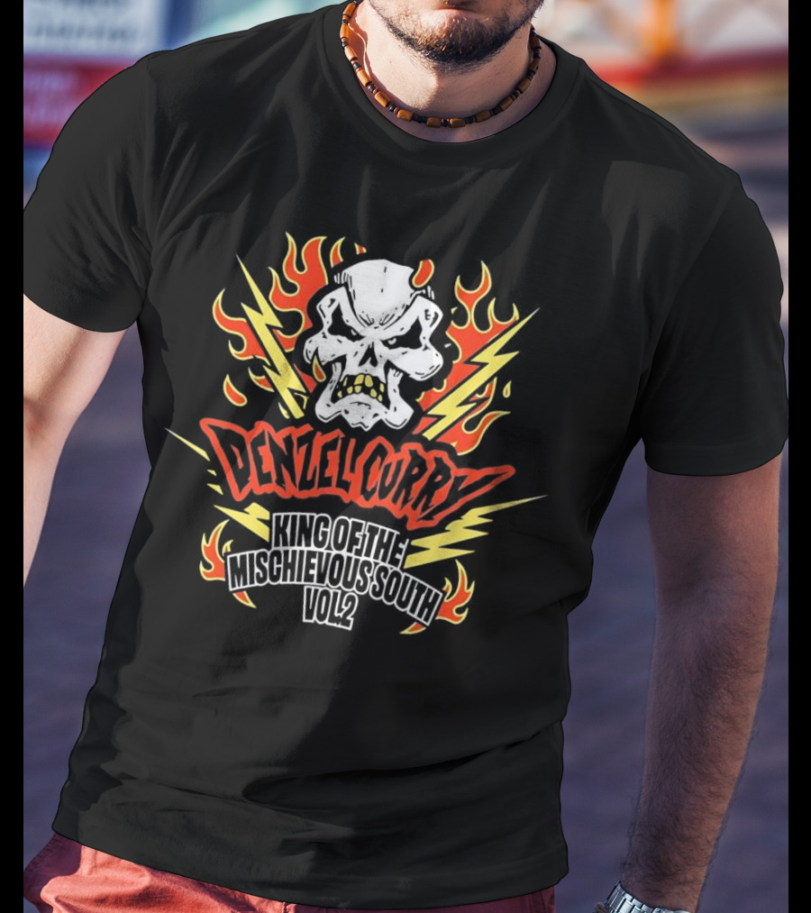 Denzel Curry King Of The Mischievous South Vol 2 Skull Flames Lightning T-Shirt