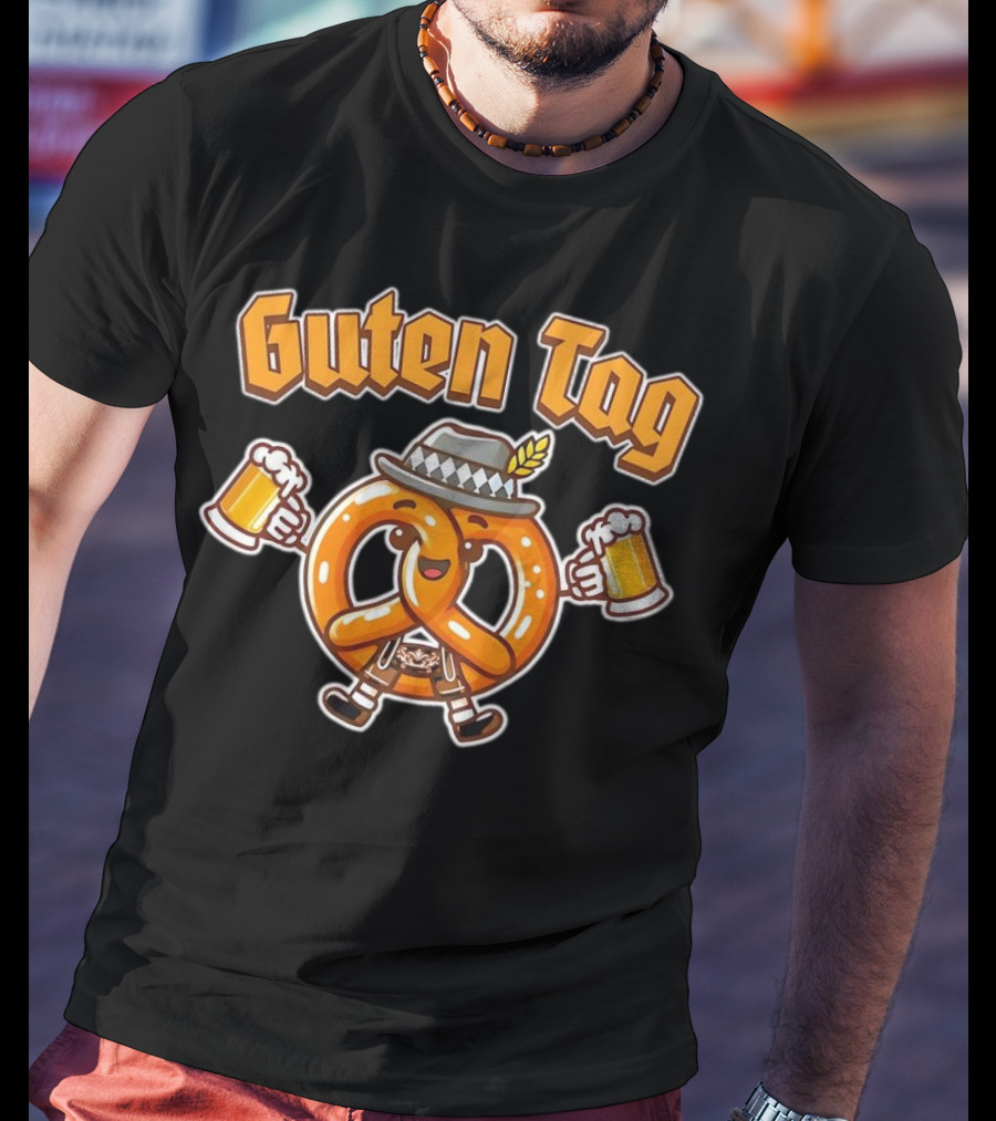 Guten Tag Pretzel With Beer Oktoberfest Cheers T-Shirt