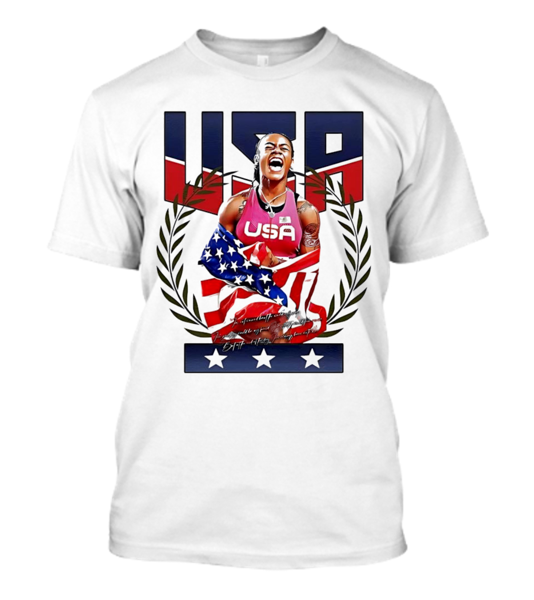 USA Sha’Carri Richardson Gold Medal Celebration American Flag T-Shirt