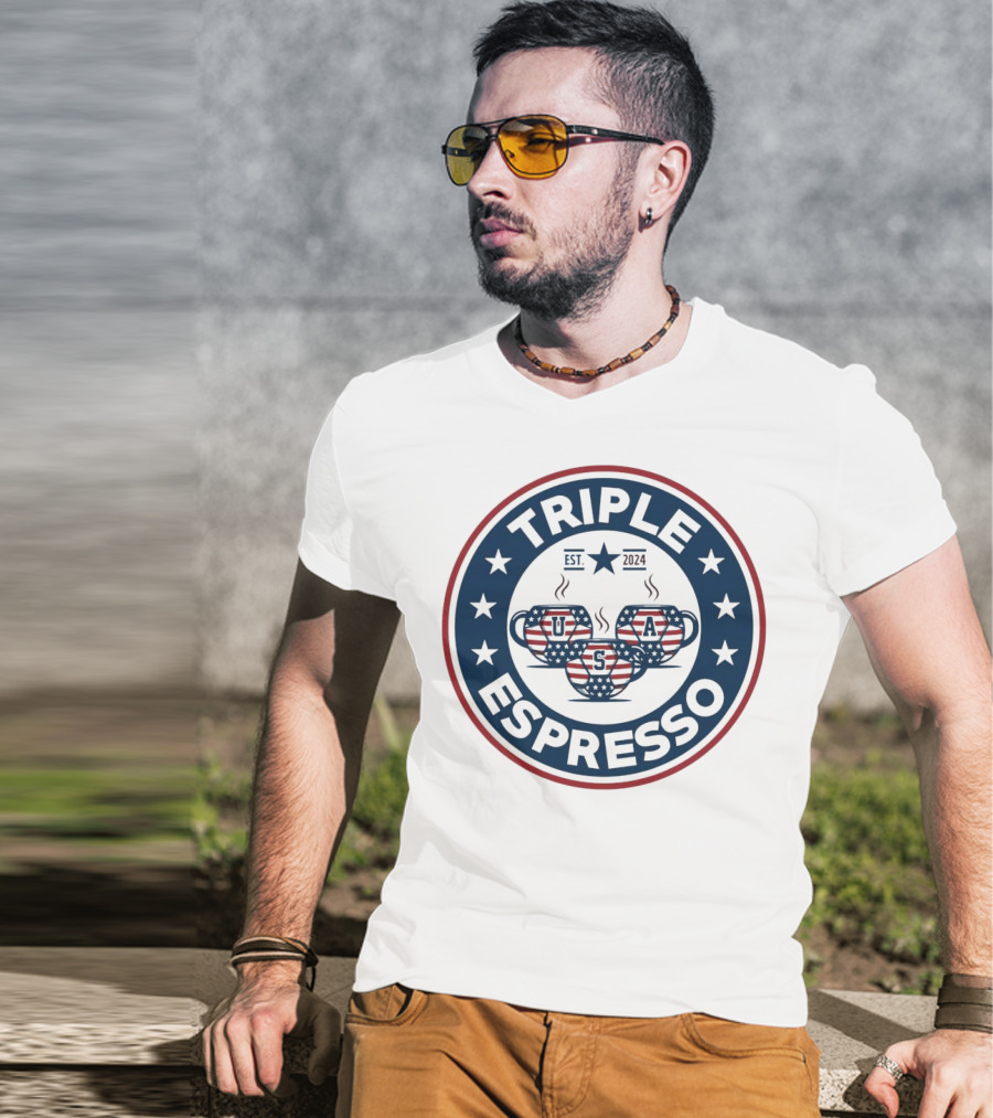 Triple Espresso USWNT American Flag Est T-Shirt