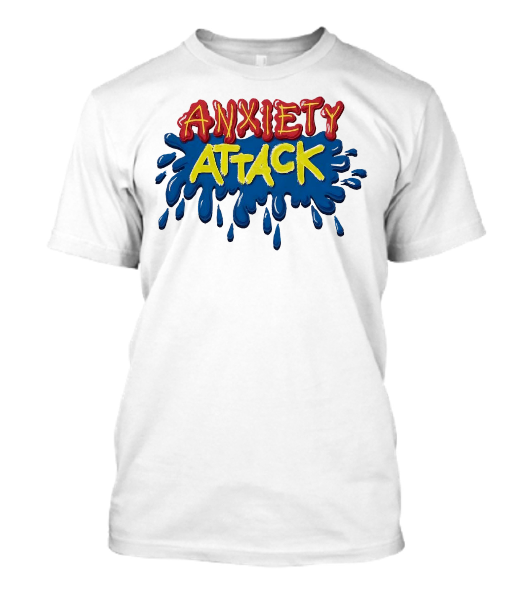 Anxiety Attack Bright Comic Style Text With Blue Splashes T-Shirt
