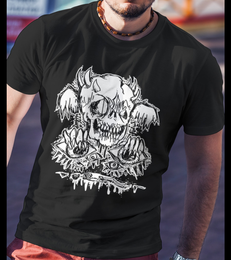 Metal Dream Skull Monstrous Demon Eyes And Teeth T-Shirt