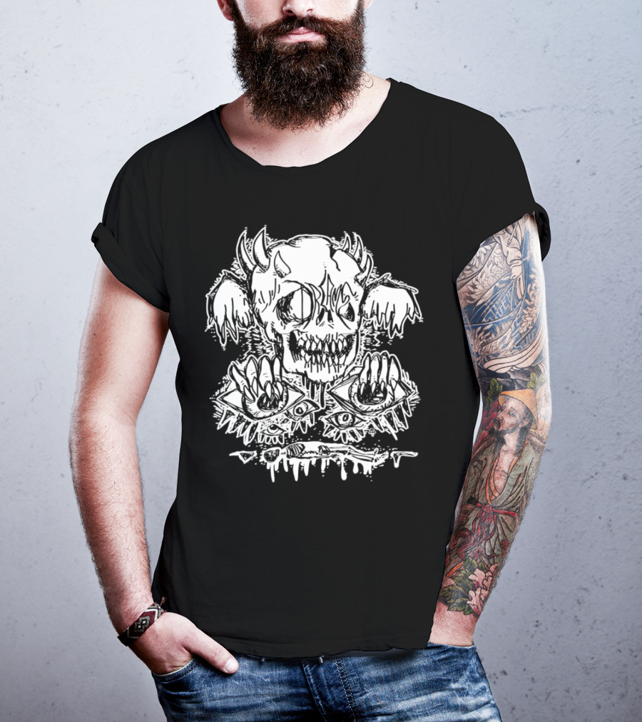 Metal Dream Skull Monstrous Demon Eyes And Teeth T-Shirt