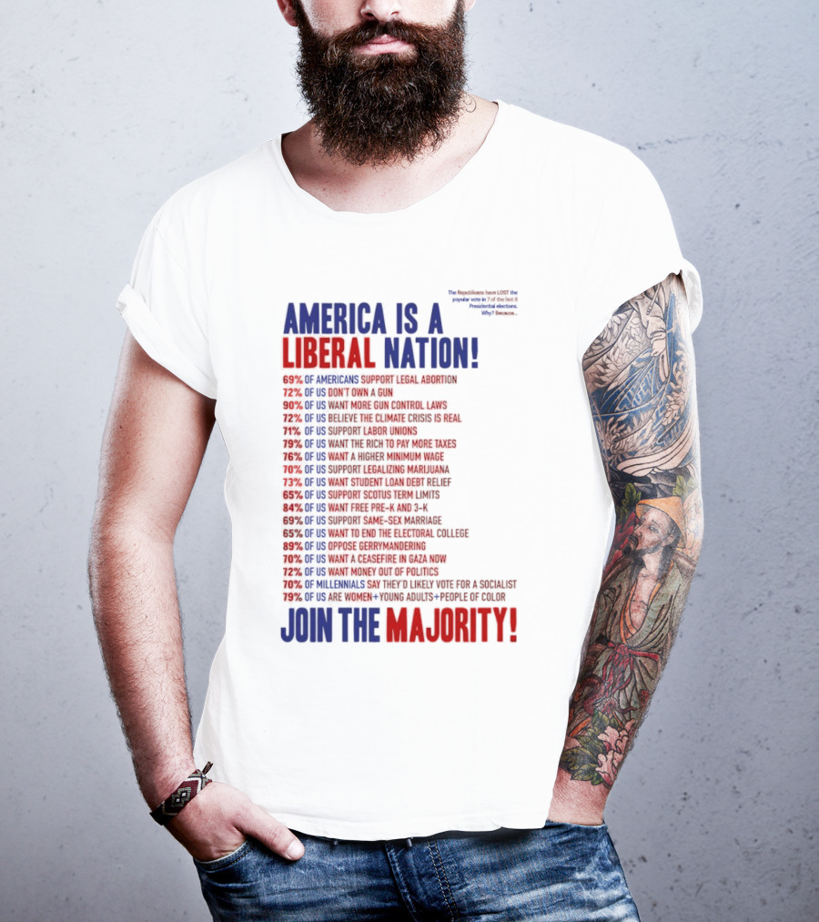 America Is A Liberal Nation 69% Of Americans Support Legal Abortion Join The Majority T-Shirt