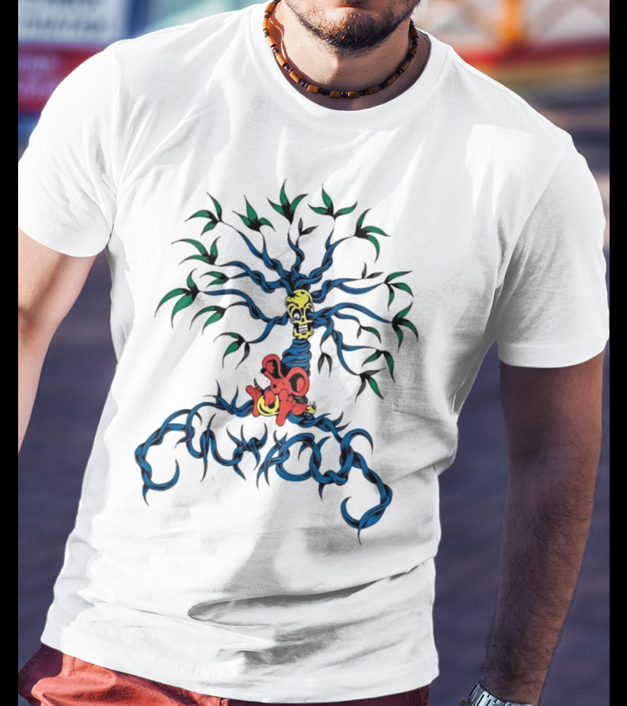 Anxious Mouse Blue Tree With Yellow Skull T-Shirt