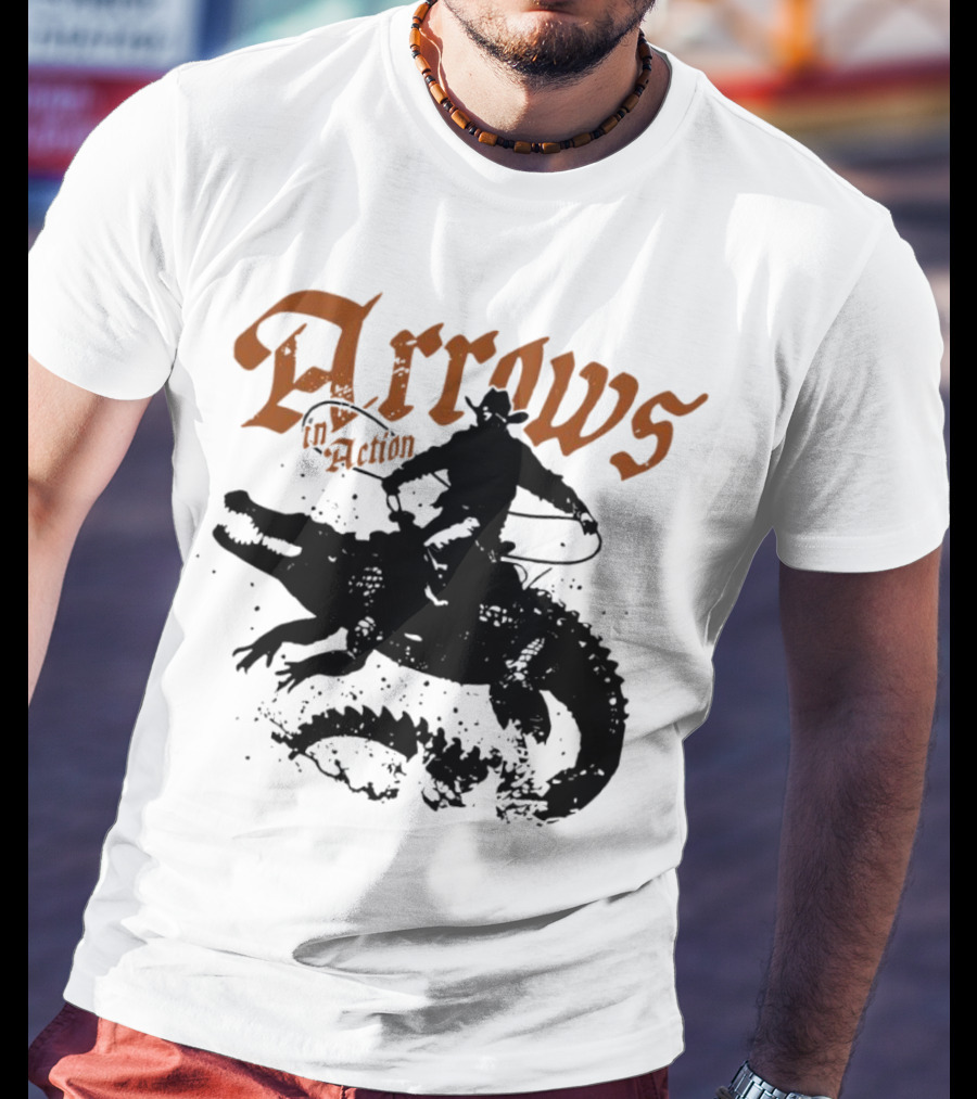 Arrows In Action Cowboy Riding Alligator T-Shirt