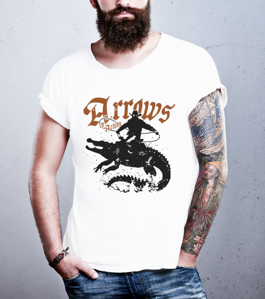 Arrows In Action Cowboy Riding Alligator T-Shirt