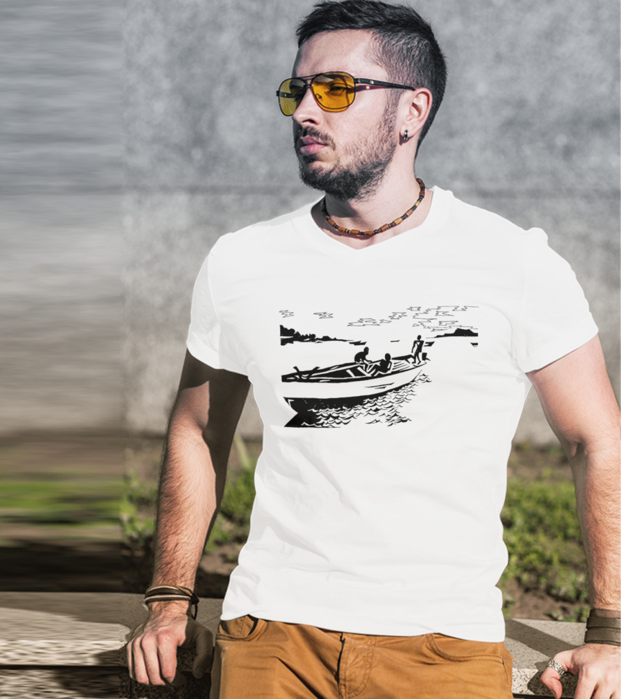 Boat On Lake Malawi Silhouette Scene T-Shirt