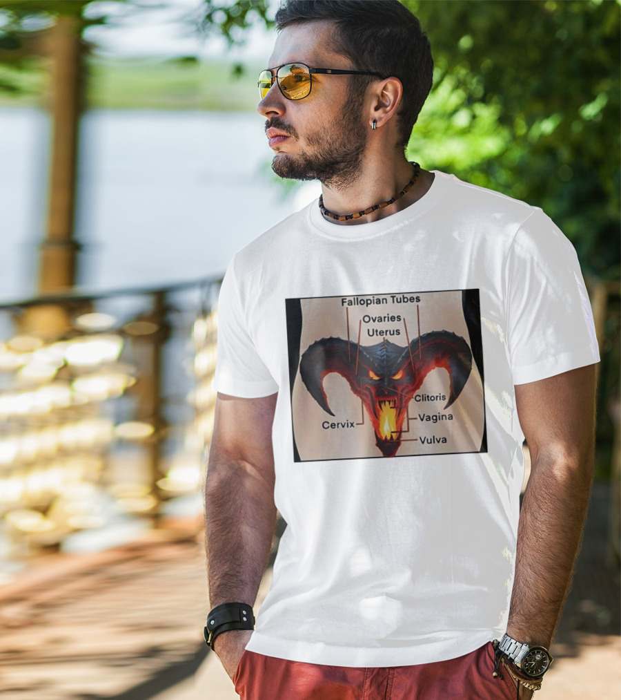 Fallopian Tubes Ovaries Uterus Cervix Clitoris Vagina Vulva Demon Anatomy T-Shirt