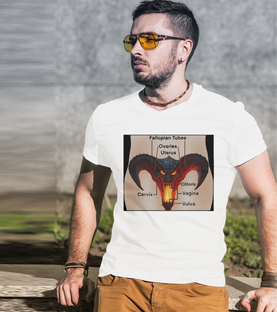 Fallopian Tubes Ovaries Uterus Cervix Clitoris Vagina Vulva Demon Anatomy T-Shirt