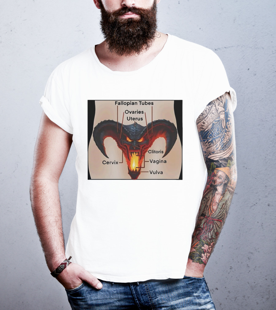 Fallopian Tubes Ovaries Uterus Cervix Clitoris Vagina Vulva Demon Anatomy T-Shirt