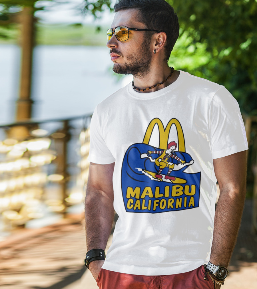 McDonald’s Clown Surfing Malibu California Waves T-Shirt