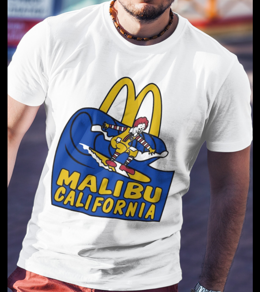 McDonald’s Clown Surfing Malibu California Waves T-Shirt