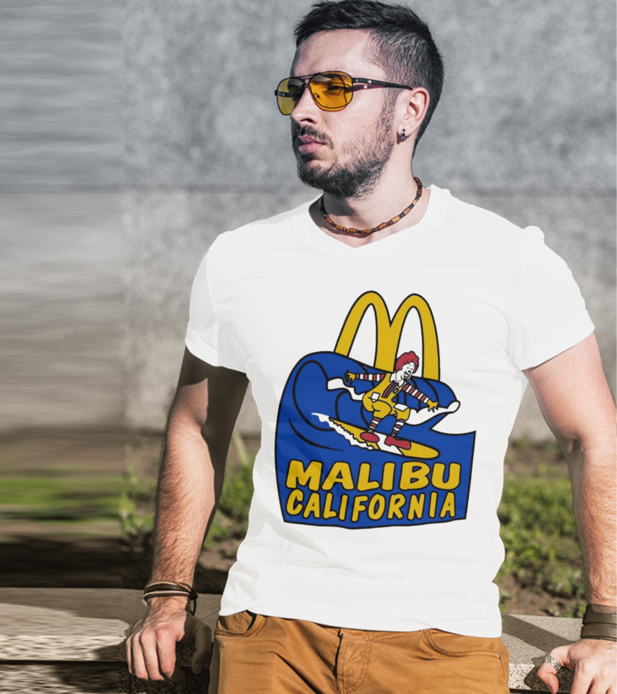 McDonald’s Clown Surfing Malibu California Waves T-Shirt