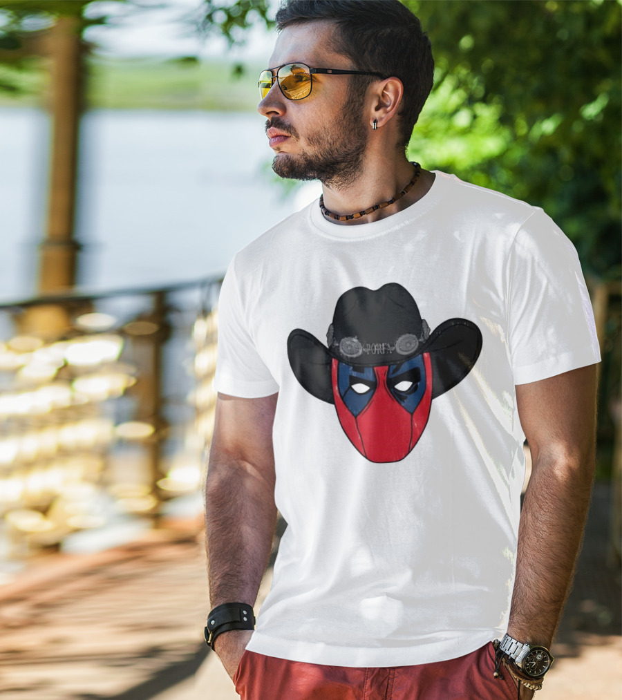 Por Favor Porfapool Deadpool Cowboy Hat Mask T-Shirt