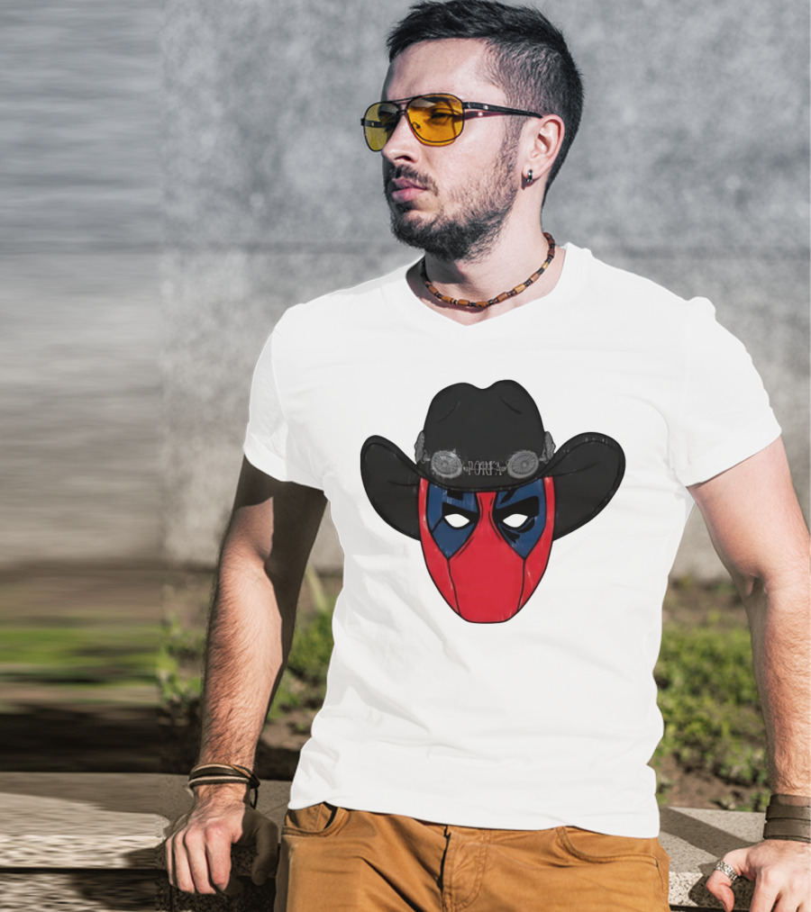 Por Favor Porfapool Deadpool Cowboy Hat Mask T-Shirt