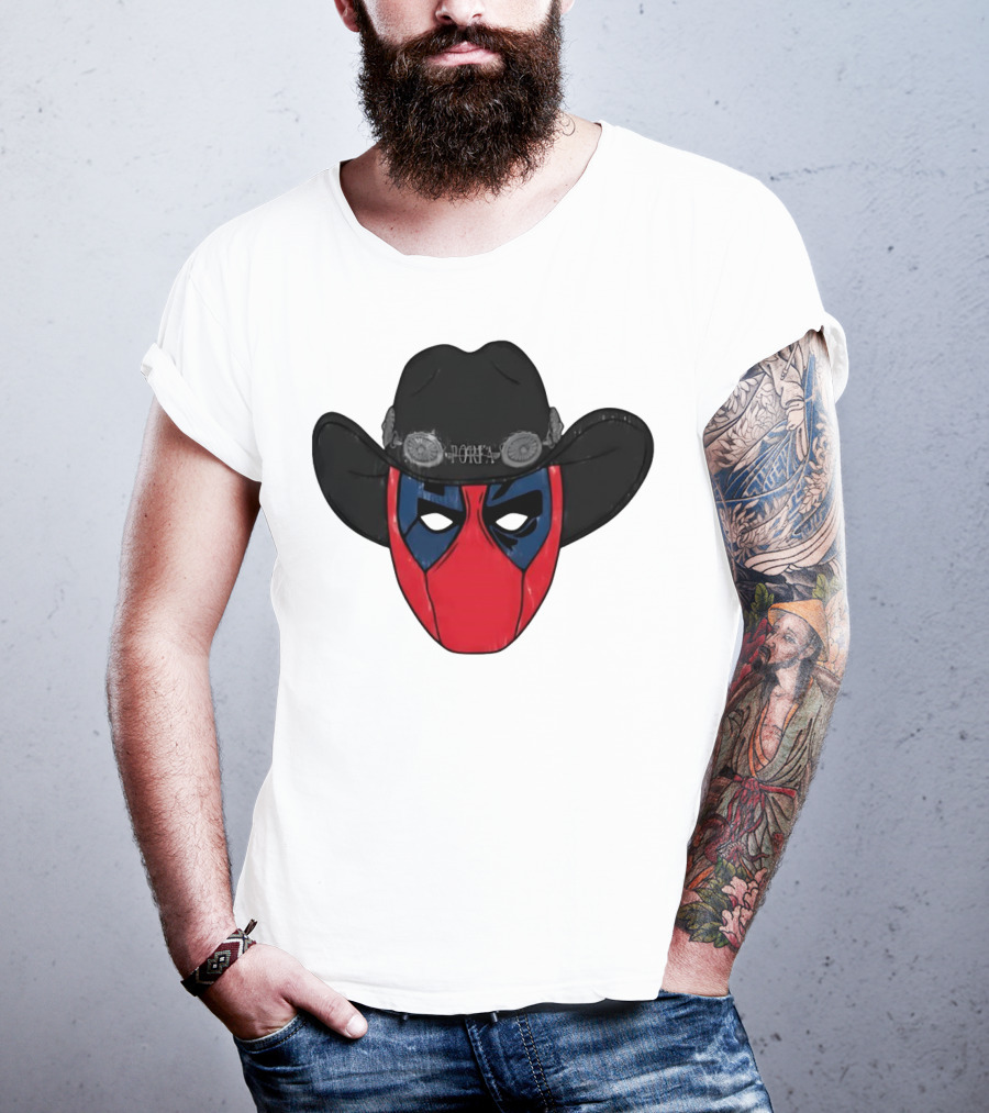 Por Favor Porfapool Deadpool Cowboy Hat Mask T-Shirt