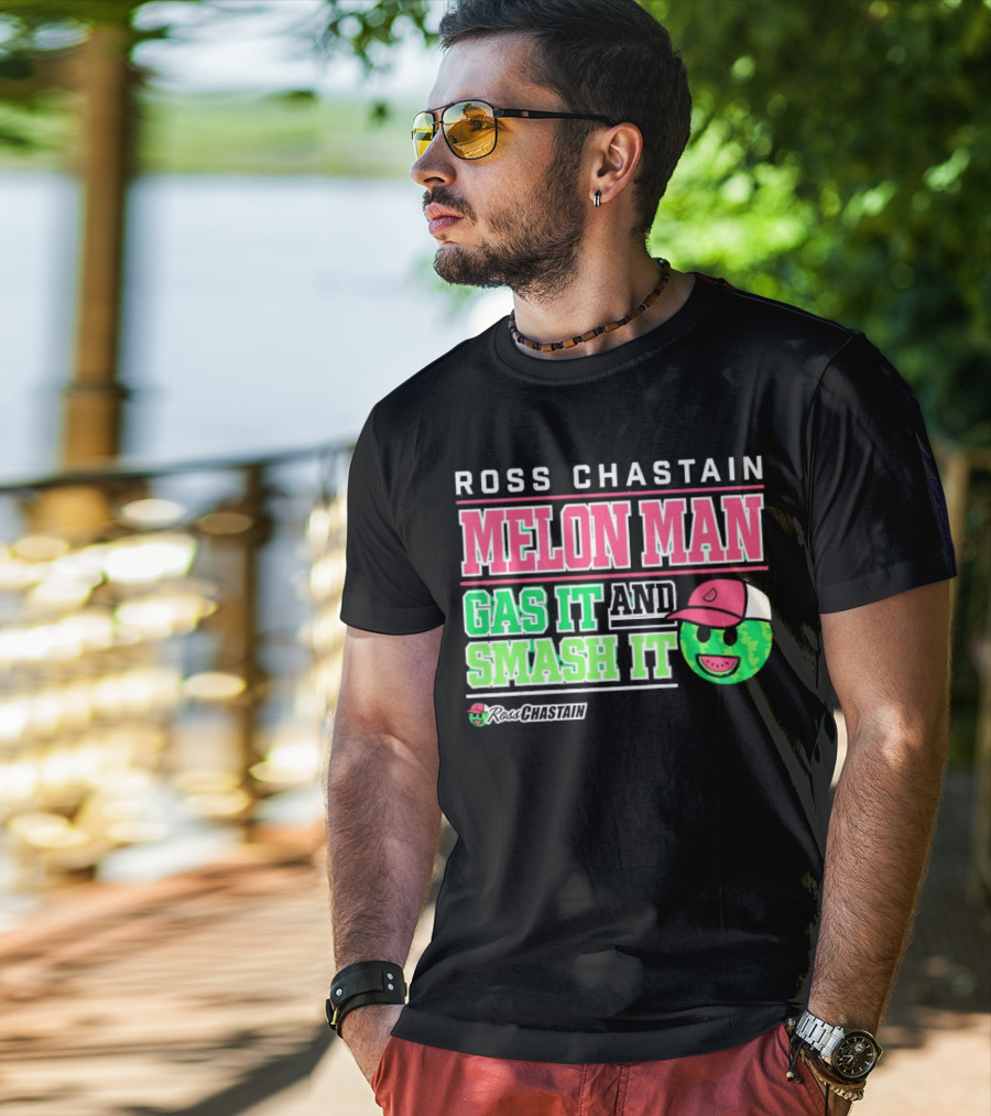 Ross Chastain Melon Man Gas It And Smash It Watermelon Face T-Shirt