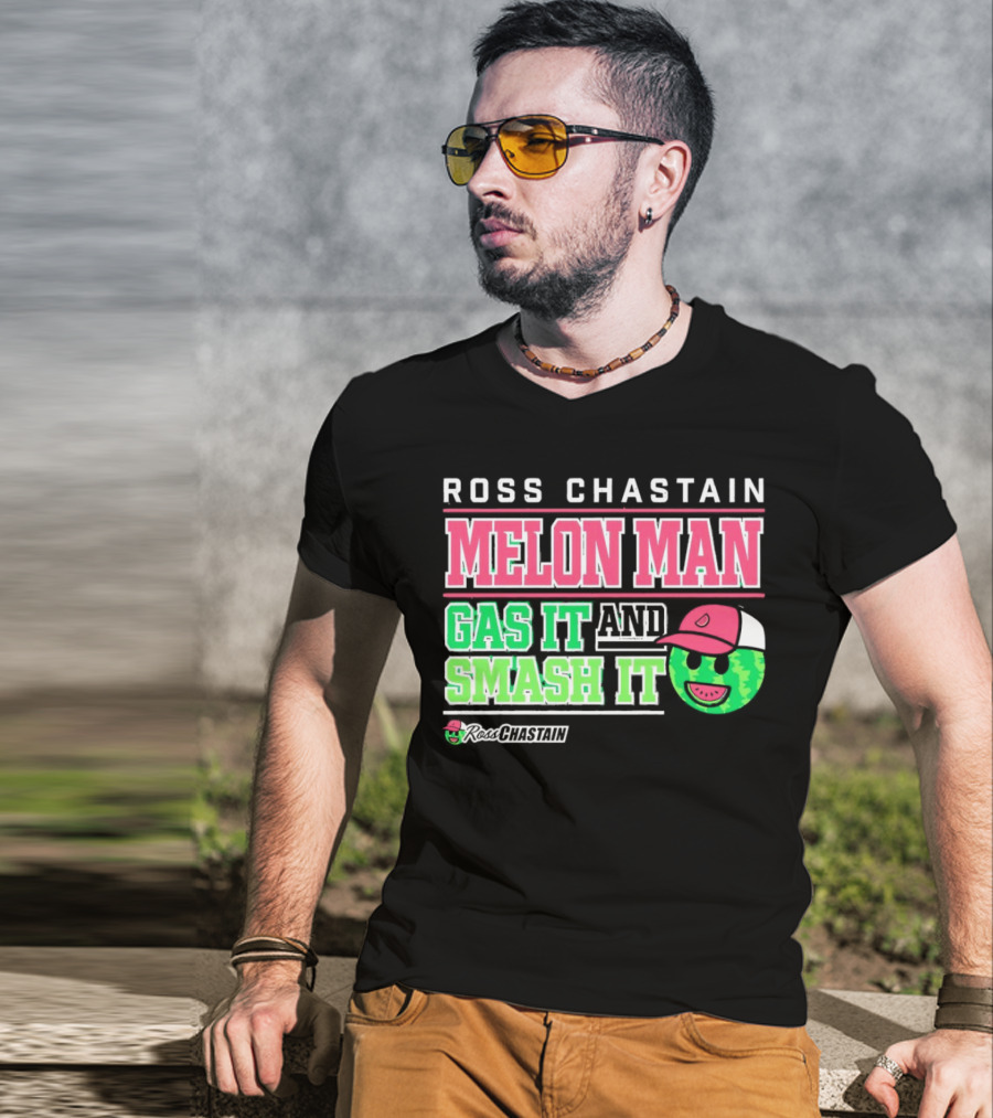Ross Chastain Melon Man Gas It And Smash It Watermelon Face T-Shirt