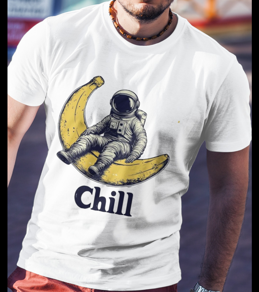 Astronaut Chill Sit On Moon Banana T-Shirt