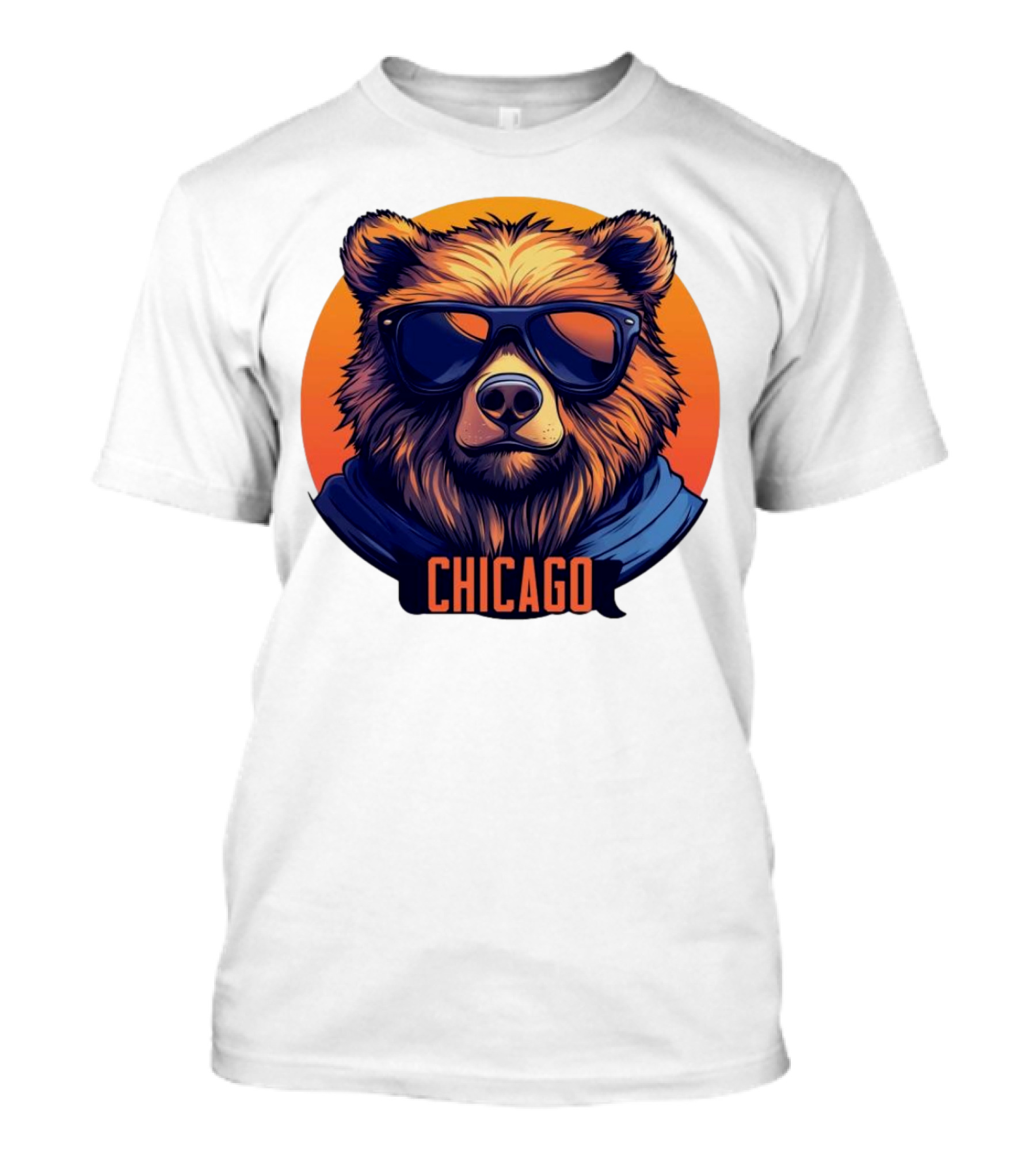 Da Bear Chicago Sunglasses Sunset Circle T-Shirt