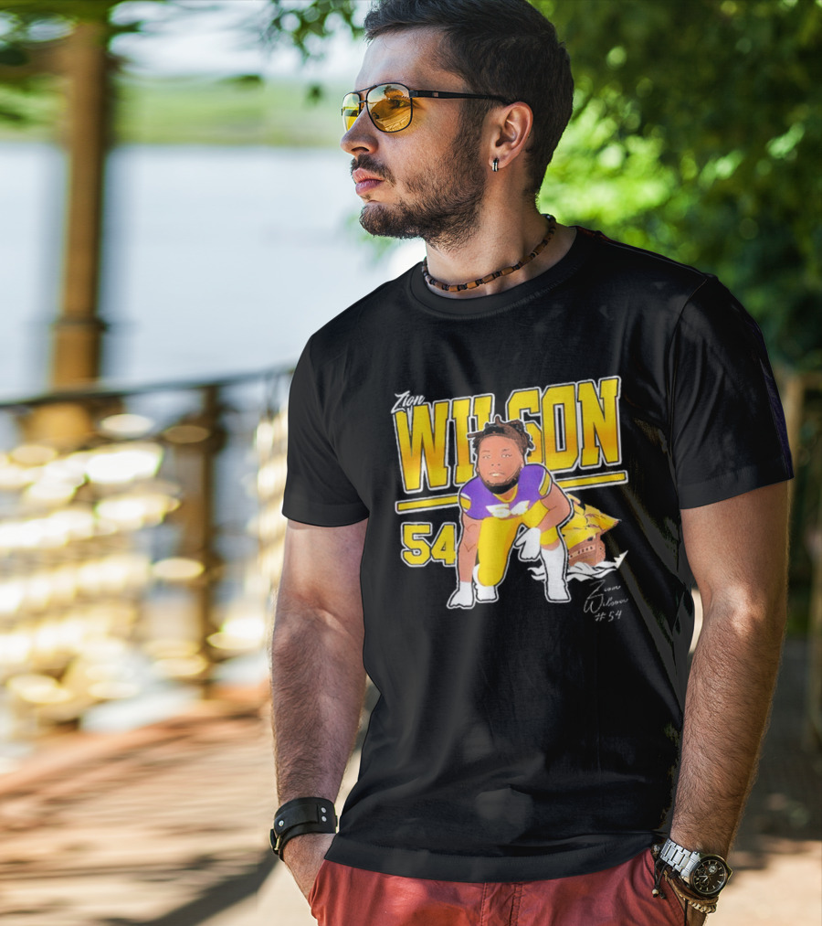 Zion Wilson 54 East Carolina Pirates Cartoon Football Player T-Shirt