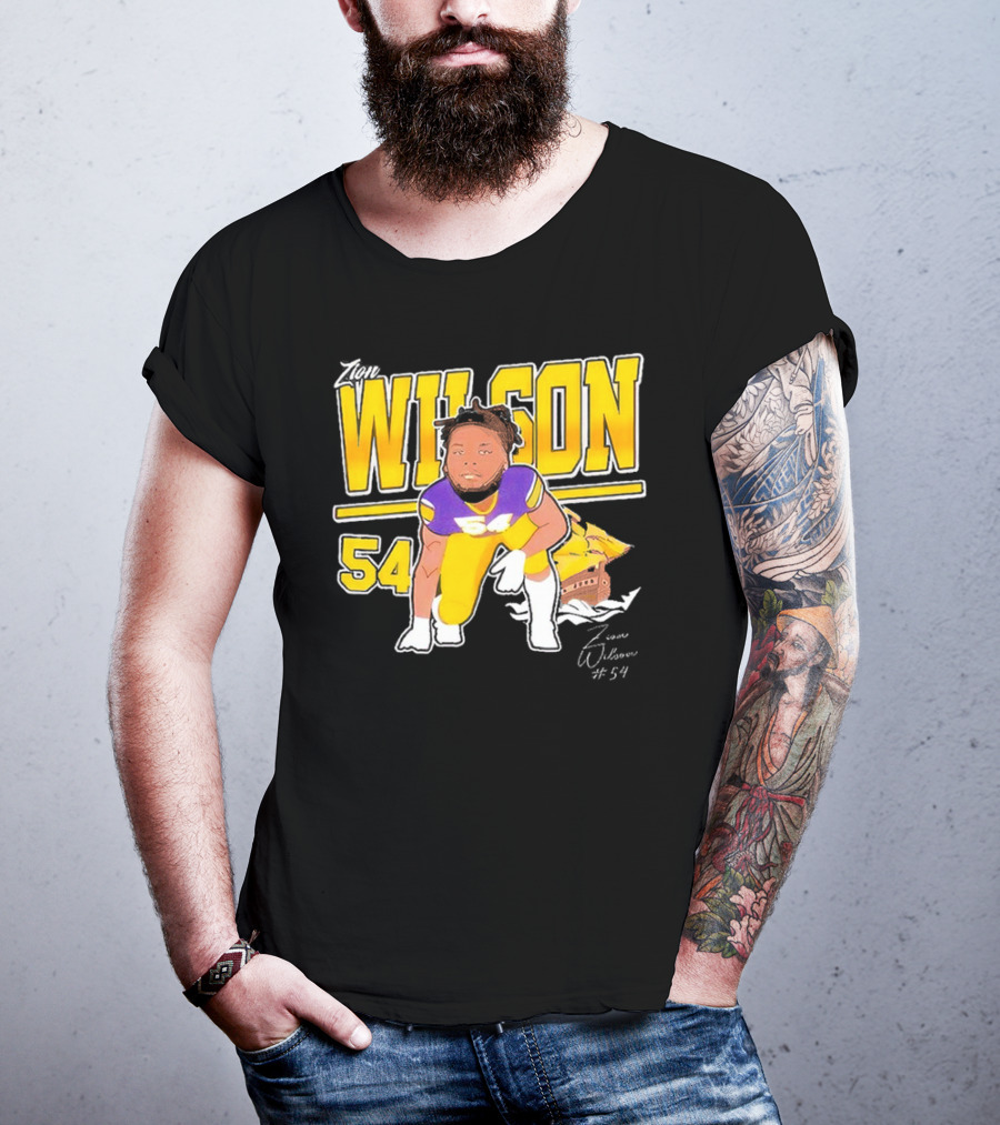 Zion Wilson 54 East Carolina Pirates Cartoon Football Player T-Shirt