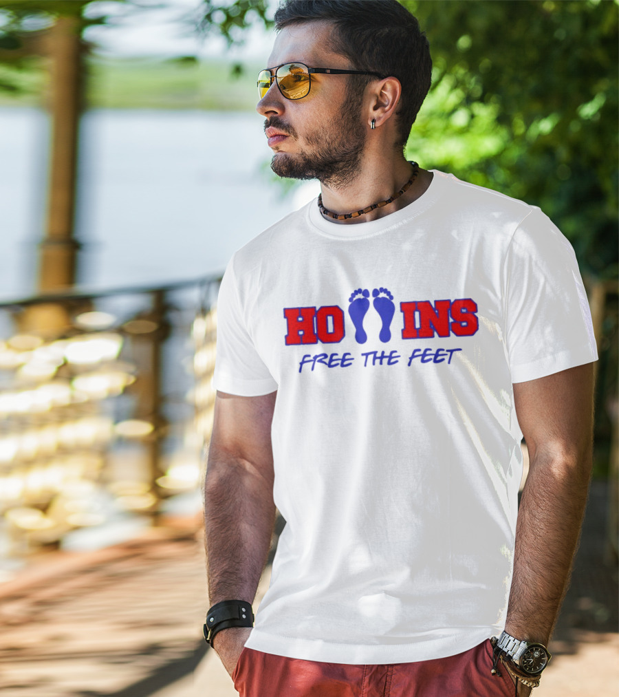 Hollins Free The Feet With Red And Blue Footprints T-Shirt
