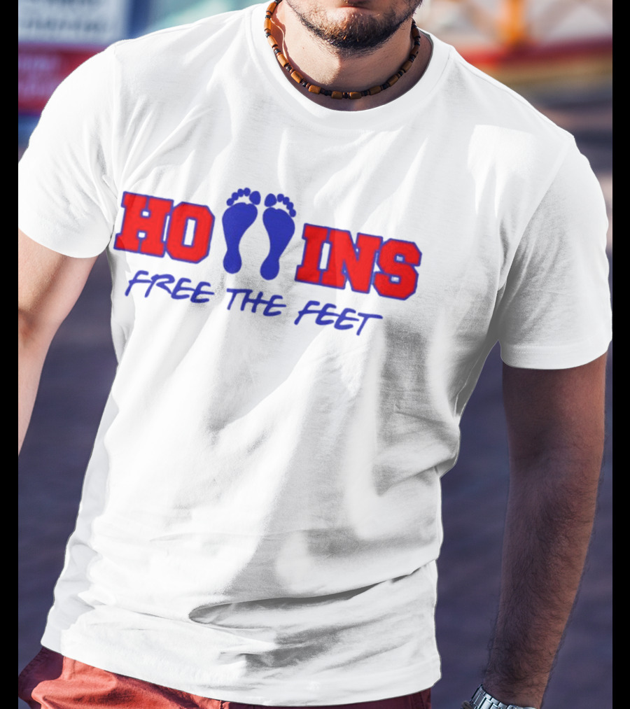 Hollins Free The Feet With Red And Blue Footprints T-Shirt