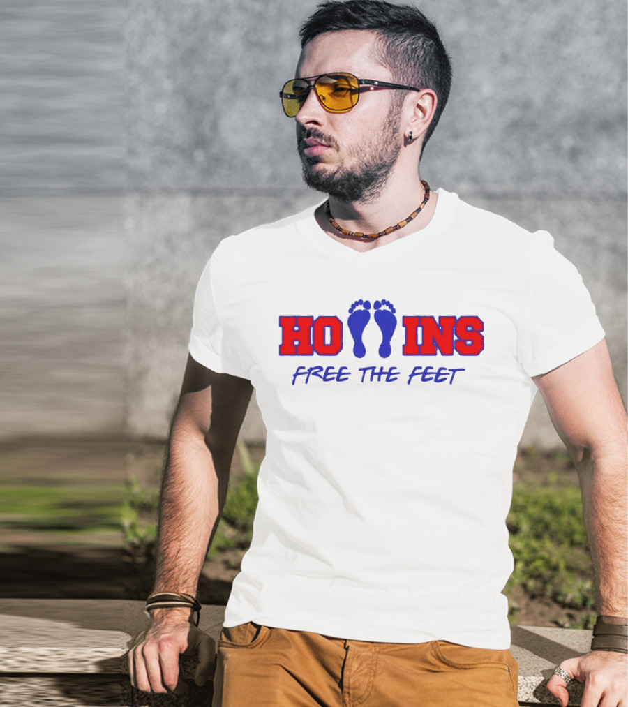 Hollins Free The Feet With Red And Blue Footprints T-Shirt
