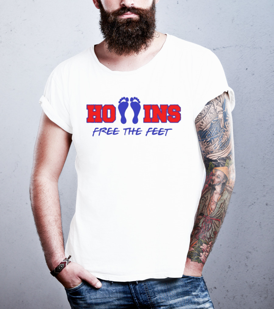 Hollins Free The Feet With Red And Blue Footprints T-Shirt