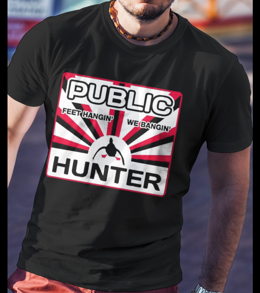 Public Hunter Feet Hangin' We Bangin' Retro Sunburst T-Shirt