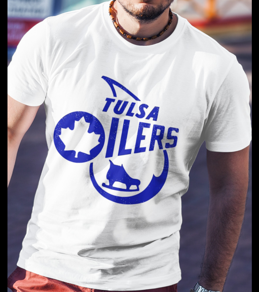 Tulsa Oilers 1982 Maple Leaf Ice Skate T-Shirt