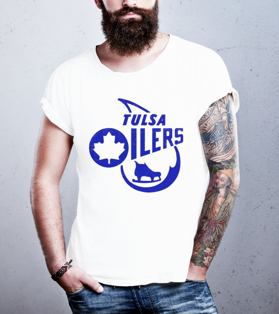 Tulsa Oilers 1982 Maple Leaf Ice Skate T-Shirt