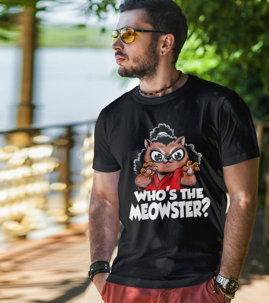Who's The Meowster X Sho Nuff The Last Dragon Inspired Cat Character T-Shirt