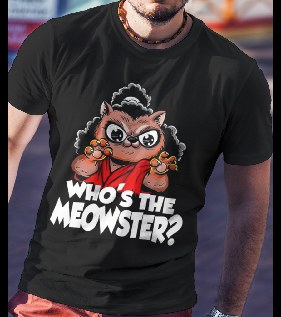 Who's The Meowster X Sho Nuff The Last Dragon Inspired Cat Character T-Shirt