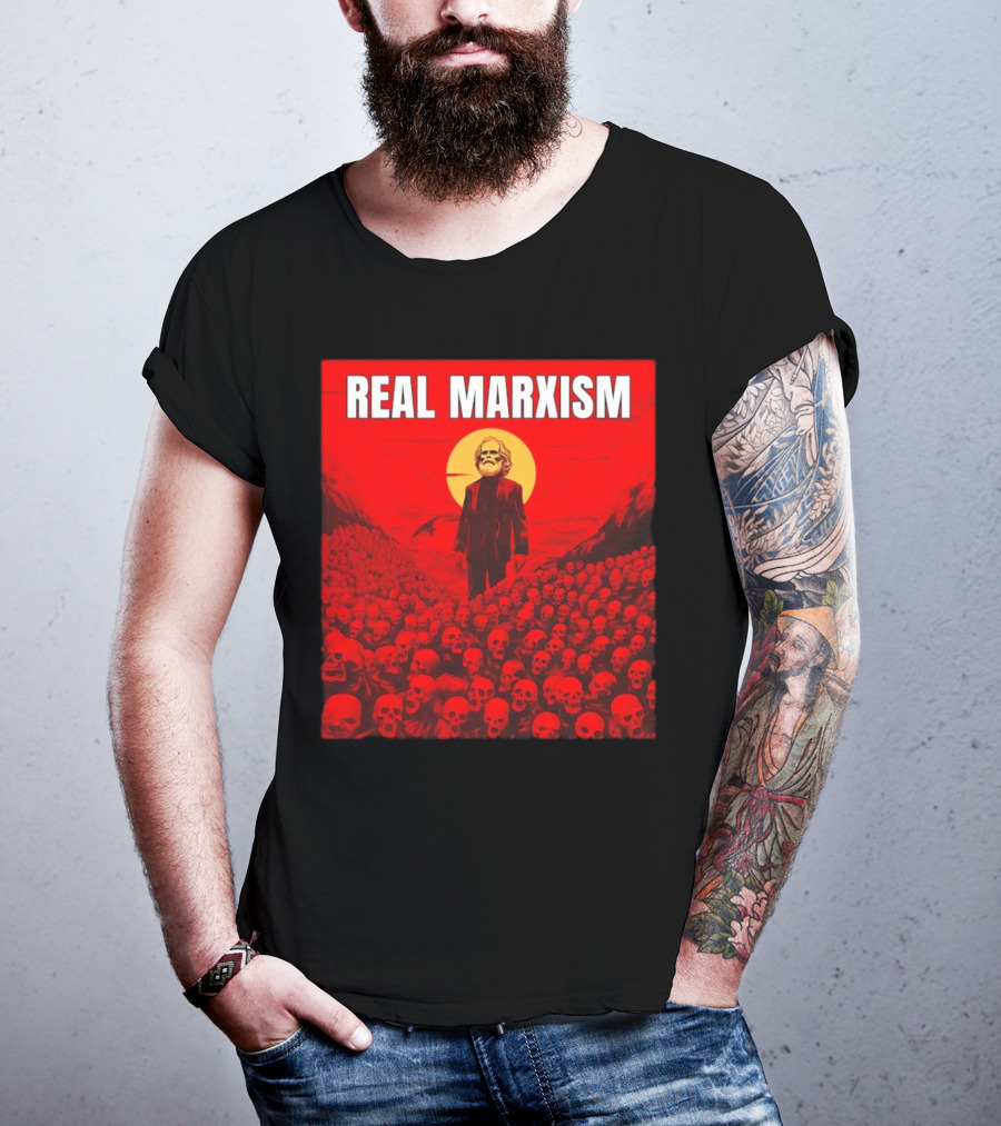 Karl Marx Real Marxism Surrounded By Skulls T-Shirt