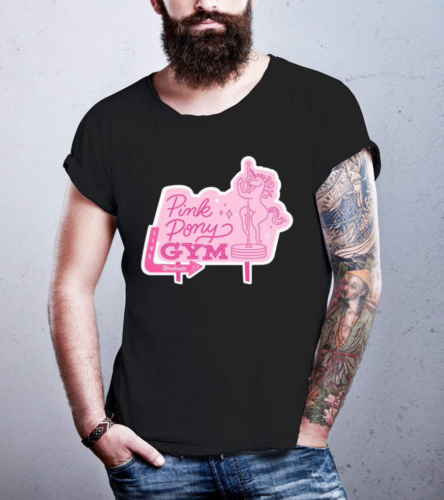 Pink Pony Gym Live Workouts Unicorn Pole Fitness T-Shirt